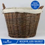 Handmade Large Rustic Wicker Log Basket with Washable Liner 50x50x35cm Storage