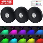 Set of 3 LED Rechargeable Slim Cabinet Light With Remote Control RGB Magnetic UK