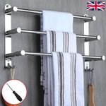 Stainless Steel Bathroom Wall Mounted Towel Rail 3 Tier Chrome Kitchen Towel UK