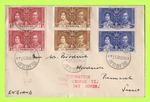 Bermuda 1937 KGVI Coronation pairs set on plain First Day Cover, Ireland Is.