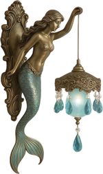 Vintage Mermaid Wall Statue, Mermaids Vintage Coastal Mount Light