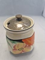 Vintage Art Deco Preserve pot with lid & floral design  - No makers mark
