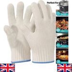 2x Oven Gloves Heat Resistant With Fingers BBQ Kitchen Non-Slip Cooking Mitts UK