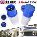 Mains Hook Up Site 3 Pin Plug & Socket 250V 16A IP44 Camping Caravan Motorhome