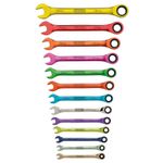 Draper 07142 Combination Ratchet Spanner Set 13pc Metric Coloured CRV HI-TORQ
