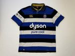 Canterbury Bath Rugby Jersey L Blue Black White Short Sleeve Vintage