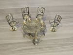 Vintage Doll House Decorative Brass Table And 4 Chairs, 4 Cups, Pitcher Ornament