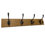Solid Oak Vintage Coat Rack, Triple Cast Antique Iron Hooks, 2,3,4,5,6,7,8 