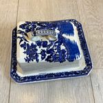 Vintage Blue & White Transferware Cheese Dish & Base Norfolk Style 1/30