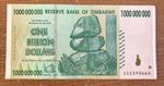 Zimbabwe 1 Billion Dollar Banknote. AA Prefix. Circulated. 2008.