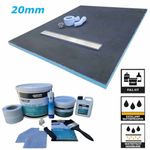 Wet Room Kit Wetroom 20mm Linear Drain, Walk in Shower Level Floor Aqua Kit
