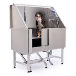 CO-Z Dog Grooming Bath Tub 34" 50" Pet Wash Station Professional Stainless Steel
