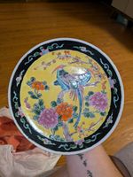 Famille Noire Pheasant Plate: Hand-Painted Arita Porcelain, Meiji Period
