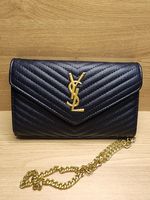 YSL Handbag Woman Bag Leather New Black Vintage Envelope