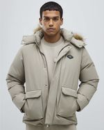 River Island Mens Puffer Jacket Cream Premium Fur Trim Hooded Outerwear Top