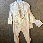 Tiny Tatty Teddy 3pc Cotton Ribbed Footed Outfit Set Bodysuit Trousers Bib