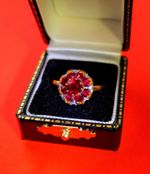 Genuine Vintage Bohemian Garnet Flower Cluster Ring Rolled Gold