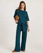 River Island Womens Joggers Green Premium Wide Leg Trousers Pants Bottoms