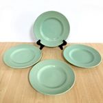 Woods Ware Beryl Tea Plates x 4 Side Vintage 1940s Utility Green Ribbed 17cm Dia