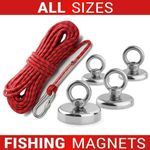 Neodymium Fishing Recovery Magnets & 20 Metres Rope Very Strong Pull 550kg