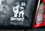 St. Bernard - Car Window Sticker - Dog on Board Sign, Saint Bernhardshund Gift