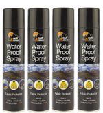 4 x WATERPROOF SPRAY FOR TENT CLOTH SHOES FISHING CAMPING FABRIC PROTECTOR 300ml