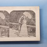 Victorian Risque Humour Stereoview 3D C1900 Courting Couple Fashion Parasol Kiss