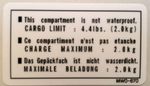 HONDA CBR900RR FIREBLADE 1992 ONWARDS CARGO LIMIT CAUTION WARNING DECAL