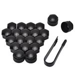 17mm GLOSS BLACK ALLOY WHEEL NUT BOLT COVERS CAPS UNIVERSAL SET FOR ANY CAR