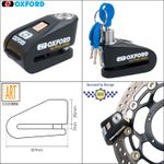 Oxford Alpha XA14 Alarm Disc Lock Motorbike Motorcycle Security Black