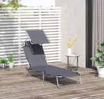 Outsunny Outdoor Foldable Sun Lounger Sun Shade Awning for Beach, Garden, Patio
