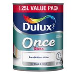 DULUX Once Gloss Pure Brilliant White Paint Wood & Metal Size "750ML, 1.25L"