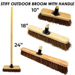 Outdoor Broom with Handle Yard Brush Garden Sweeping Stiff Hard Bristle Sweeper