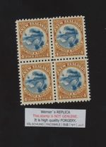 4-blockFORGERY - Werner's REPLICA of New Zealand 1904 - 4d Taupo inverted centre