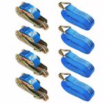 Ratchet Straps Tie Down 4 x 25mm endless 5 Metre Blue 1500kg Lashing Straps UK