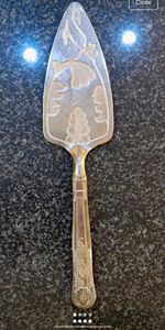 Silver Plate Metal Cake/Pie Slice Server with Floral Engraved Handle, 1 Piece