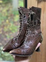 Vintage (Circa 1900) Brown Leather Lace-Up Ankle Boots EU 36 US 5.5 Edwardian