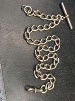 Antique Sterling Silver Lion Link Watch Chain Graduating 39g 14"