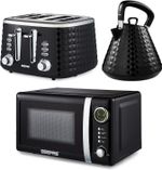 GEEPAS Argyle Collection Digital 20L Microwave 1.7L Kettle & 4 Slice Toaster Set