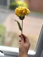 Handmade Crochet Yellow Carnation Artificial Flower Stem/Spray