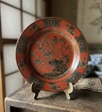 Chinese Vintage Macau Porcelain Plate with Birds and Gilding, D 25 cm (9.8")