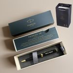 Personalised Parker Ballpoint Pen Parker Chrome Trim Black Ink Gift Boxed