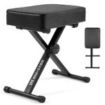   ♬Mustar Portable Piano Stool Adjustable Piano Bench Padded Keyboard Seat Black