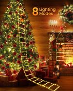 Christmas Ladder Lights with Santa, 3m (9.9ft) , 338 LED, 8 Modes, Multicolour