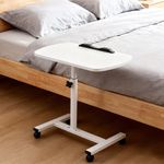 Adjustable Overbed Table Over Hospital Bed Tray with Wheels for Home Use