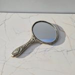 Samuel M Levi Antique 1907 Art Nouveau EPNS Hand Mirror Iris Floral
