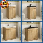 Bathroom Cloakroom Vanity Unit Basin Sink Freestanding Soft Close Modern Oak