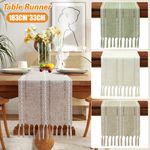 Boho Linen Table Runner Home Decor Office Conference Dining Tables Decor UK
