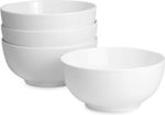 White Bowls Breakfast Soups Dishes Salad Pasta Dessert Porcelain Bowl Set of 4