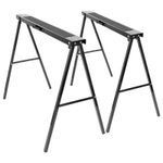 2x Folding Saw Horses Heavy Duty Iron Trestle Sawhorse Stand with Non-Slip Strip